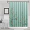 Teal Blue-Green Polyester Floral Butterfly Shower Curtain with Hooks
